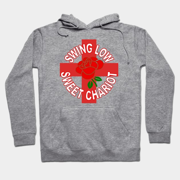 Red Rose Over A Red Cross And Sweet Chariot Quote Hoodie by taiche